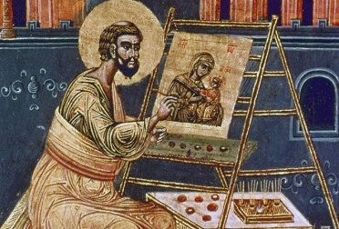 Ikone des hl. Lukas beim Schreiben einer Ikone