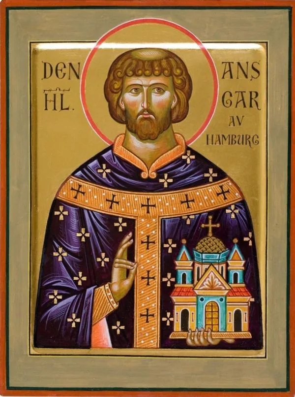 Ikone des Heiligen Ansgar, geschrieben von Alexander Stoljarov.